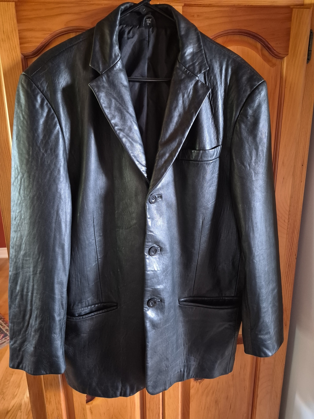 Vintage "New Edition" Men's Blacl Leather Blazer Jacket L 90's Matrix Grunge